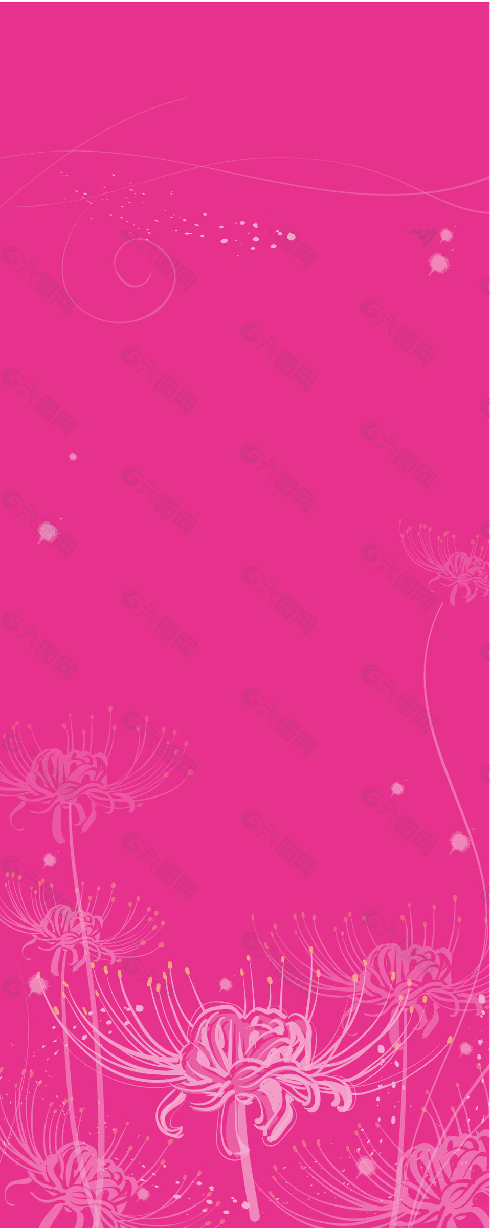 手繪荷花粉色背景