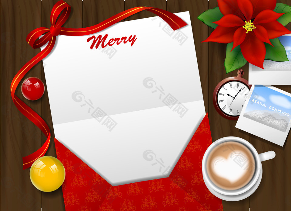 紅色花朵信封背景