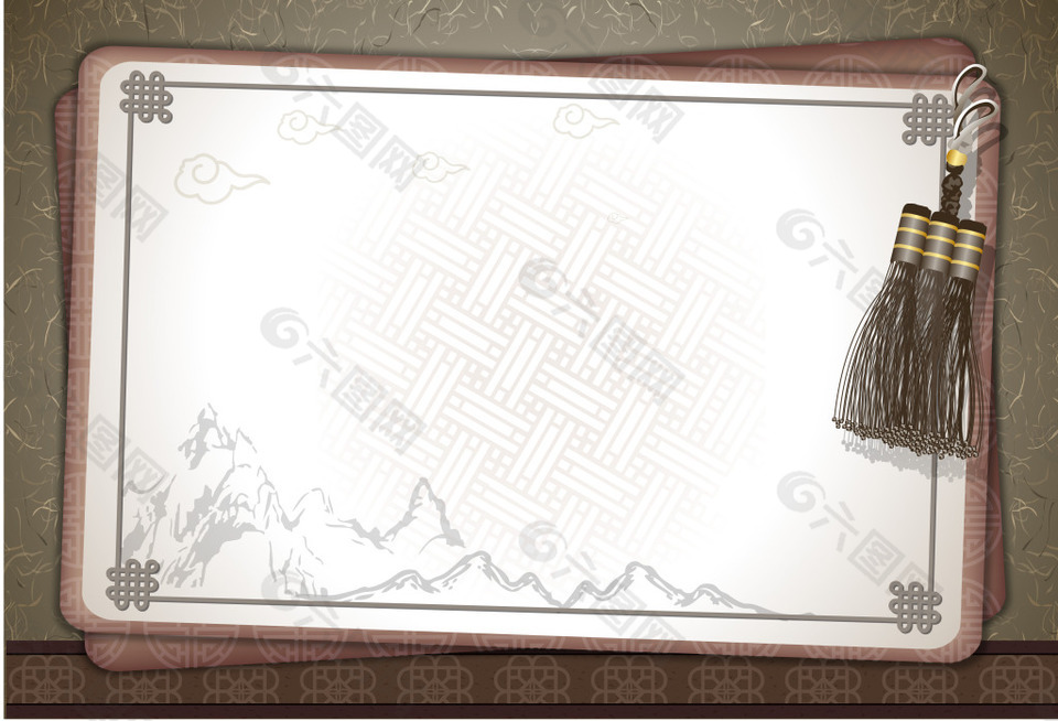中國(guó)風(fēng)山水畫中國(guó)結(jié)背景