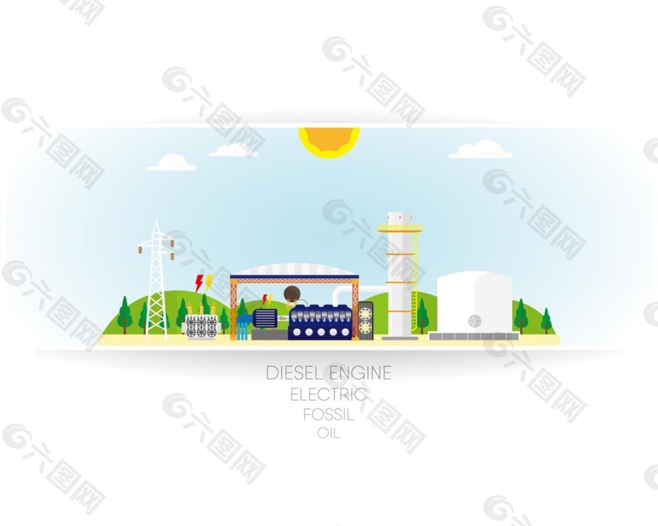 太陽能發(fā)電插畫背景矢量素材下載
