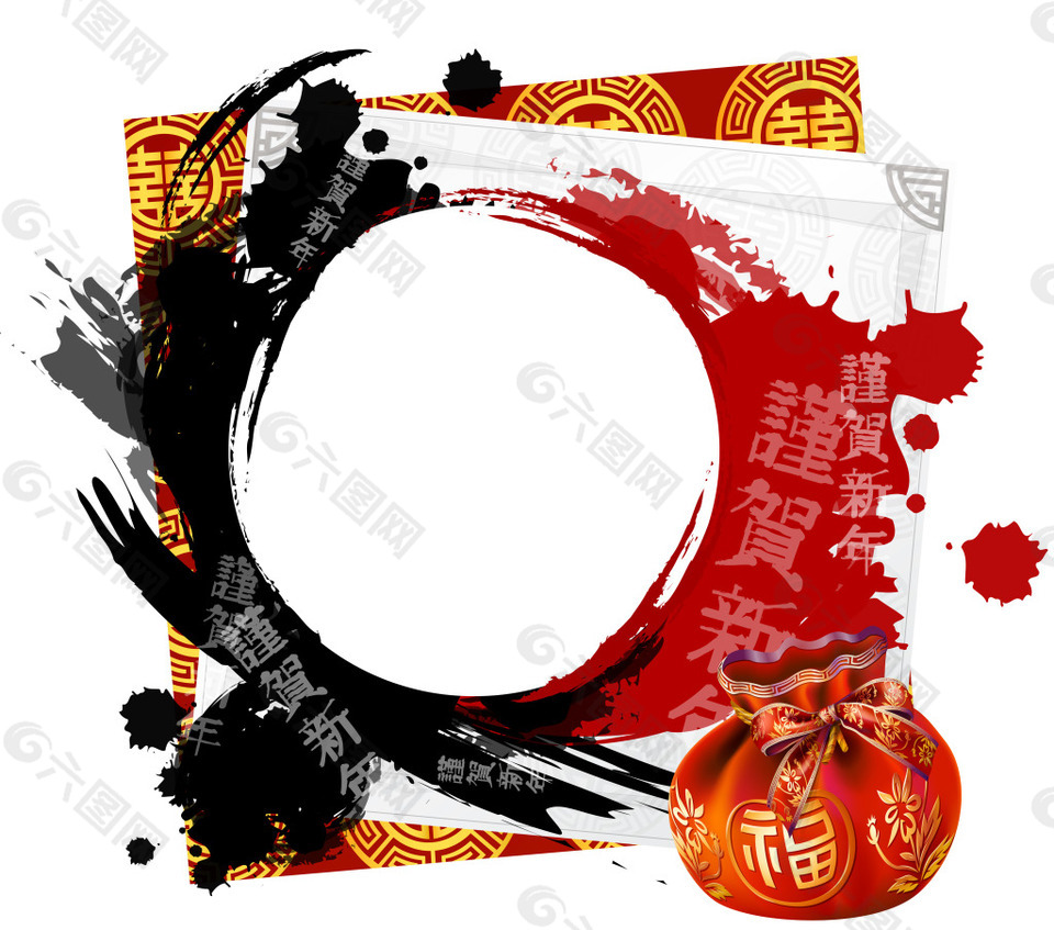 中國(guó)風(fēng)福袋水墨背景