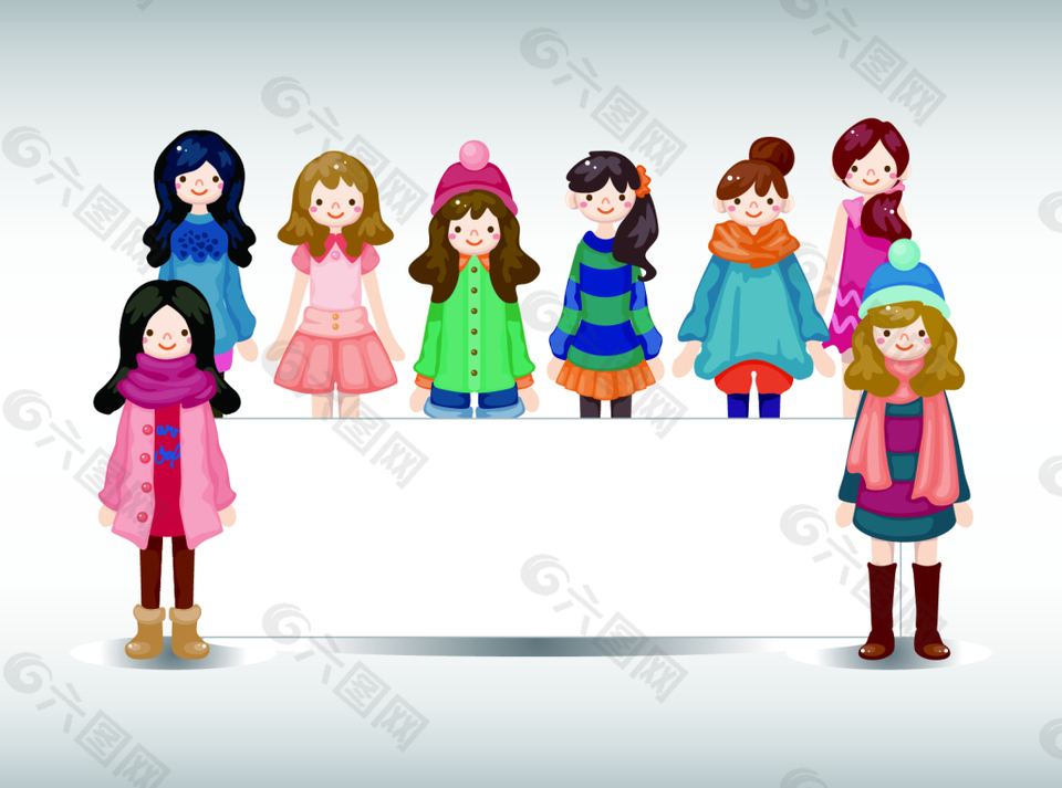 矢量八大美女展示EPS