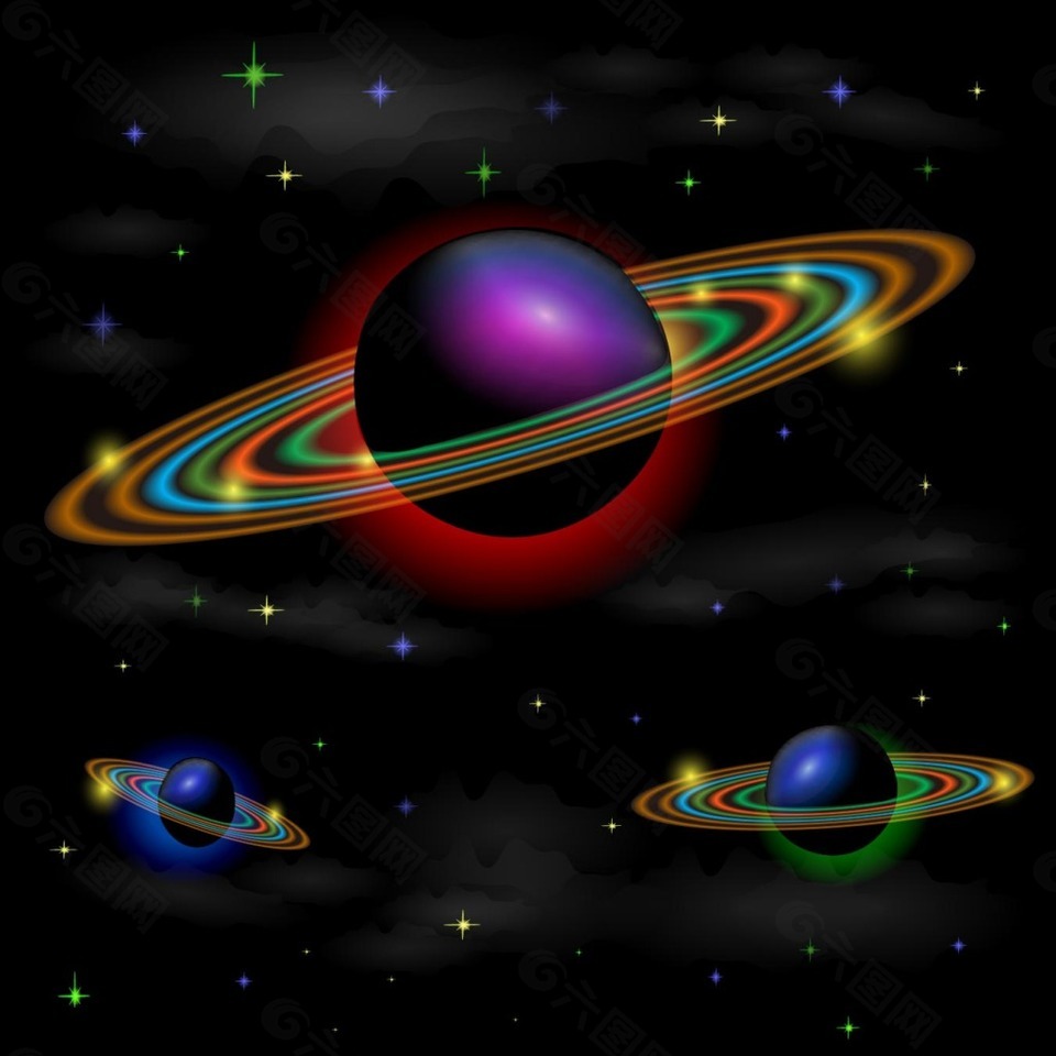 彩色行星圖案矢量素材下載