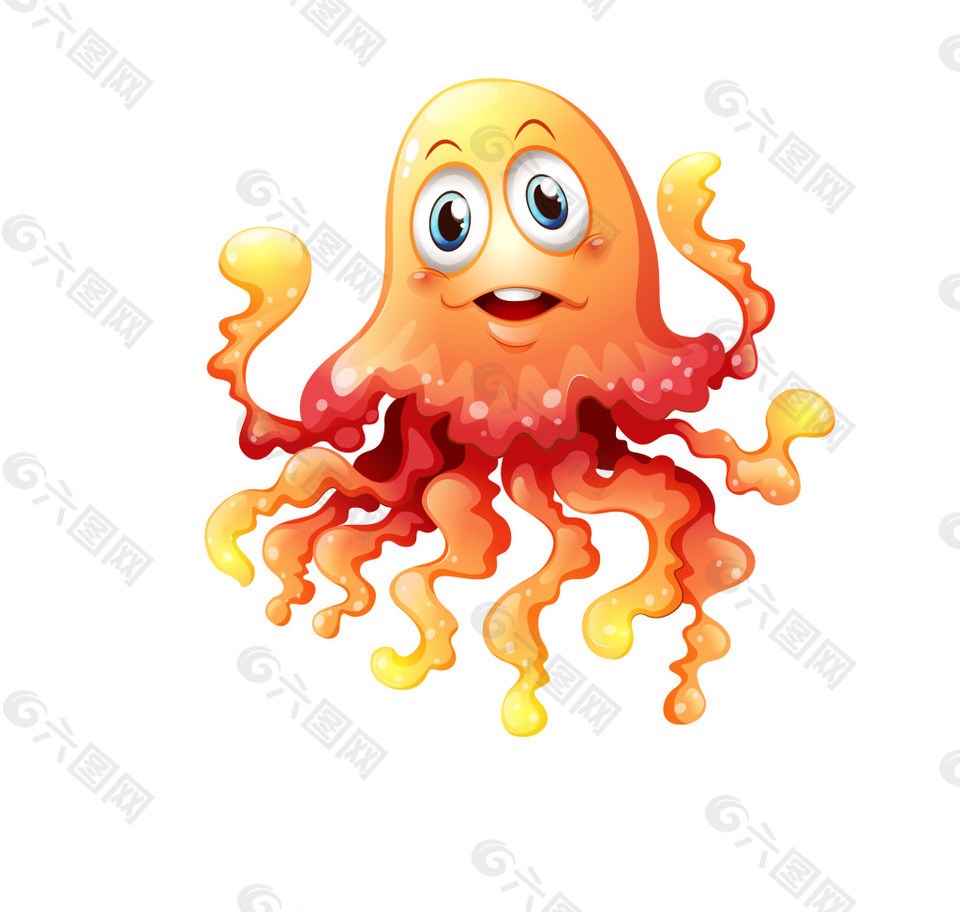 矢量卡通章魚EPS
