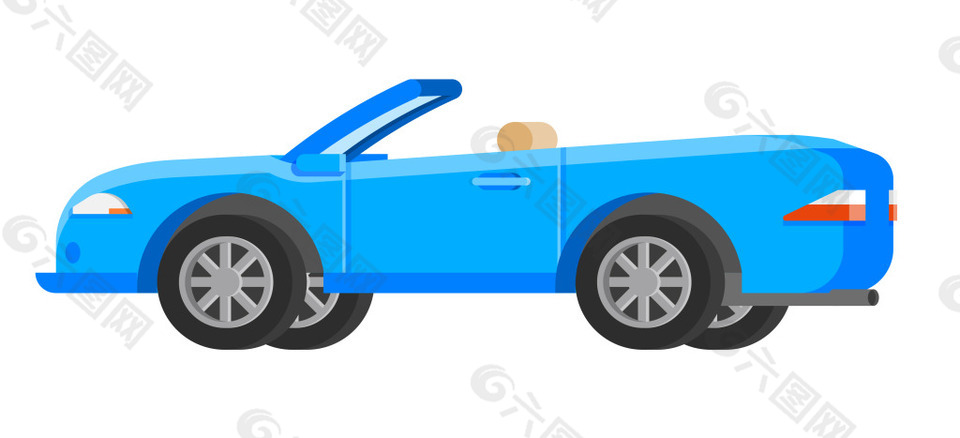 矢量藍(lán)色跑車EPS