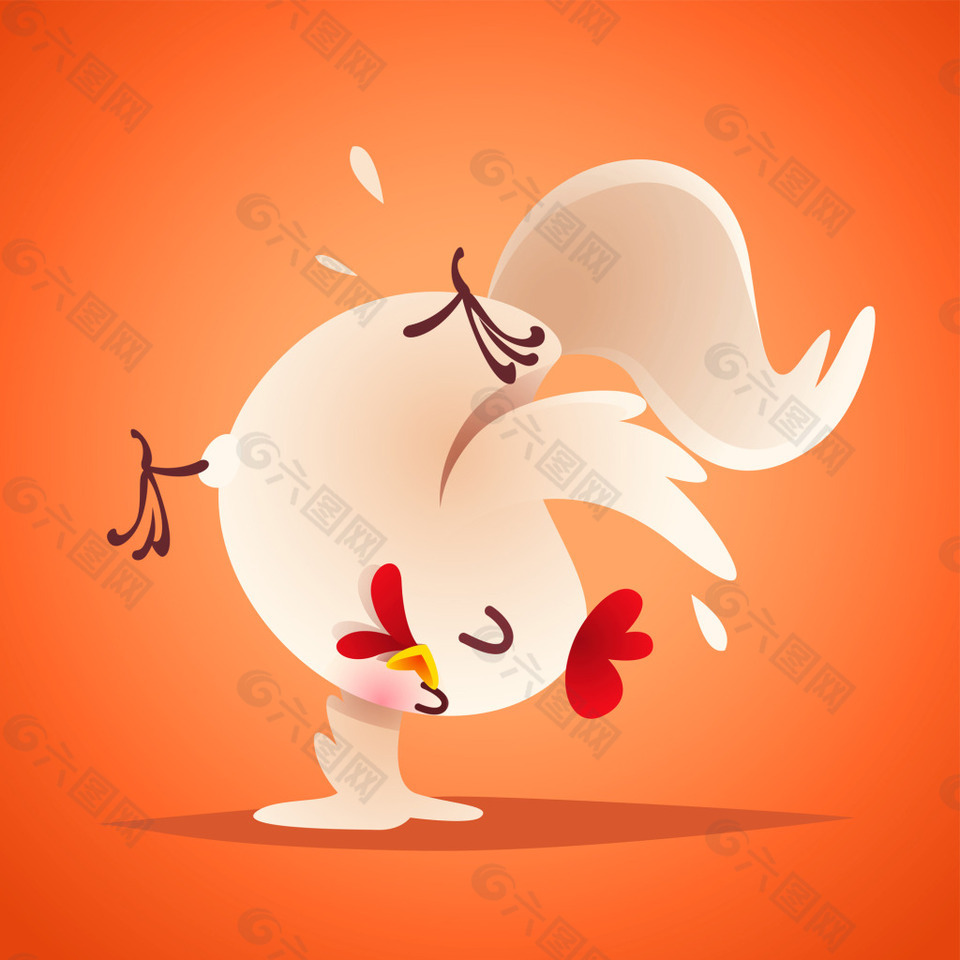 倒立的雞 卡通動(dòng)物形象插畫矢量素材