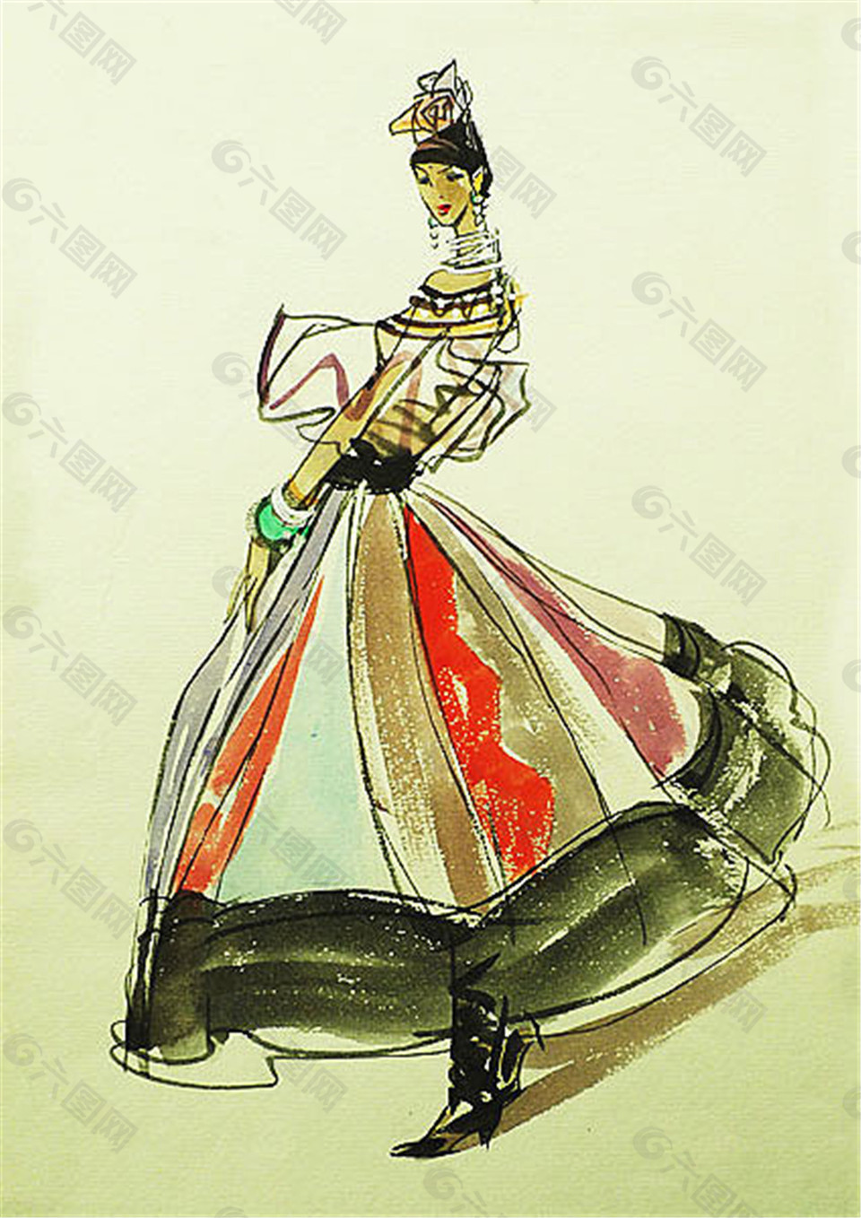 少數(shù)民族長(zhǎng)裙設(shè)計(jì)圖