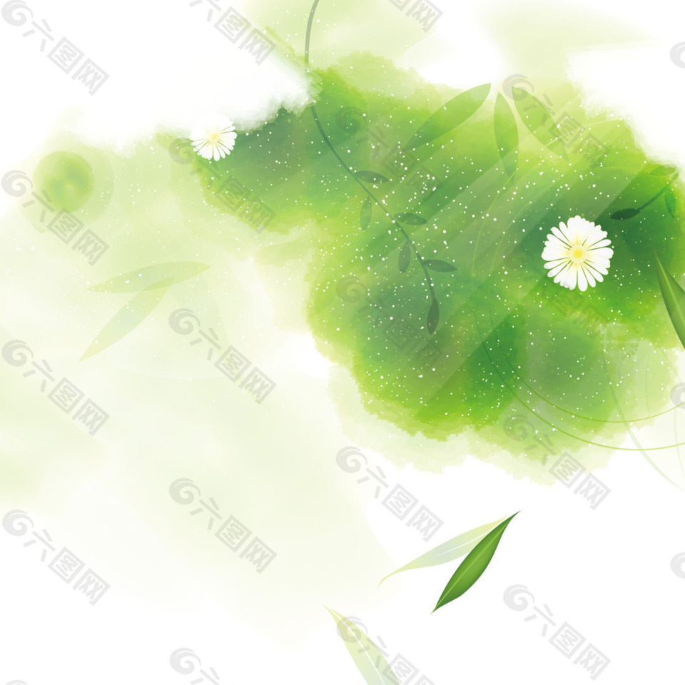 高光绿叶花朵素材