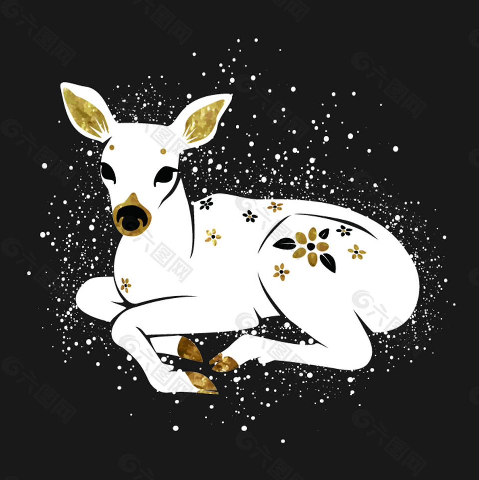 小鹿卡通圣诞节精美纹理矢量素材