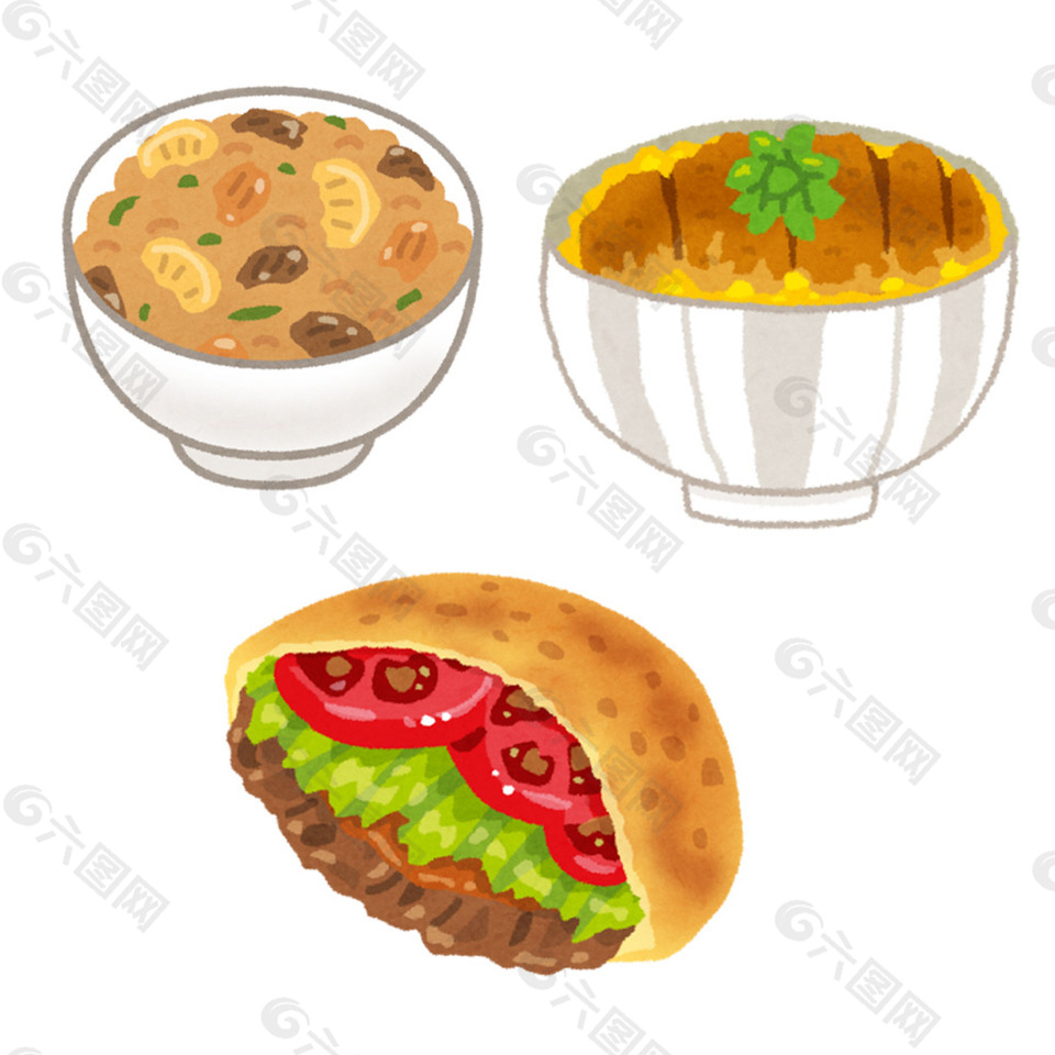 日本水彩手繪食物圖標設(shè)計素材