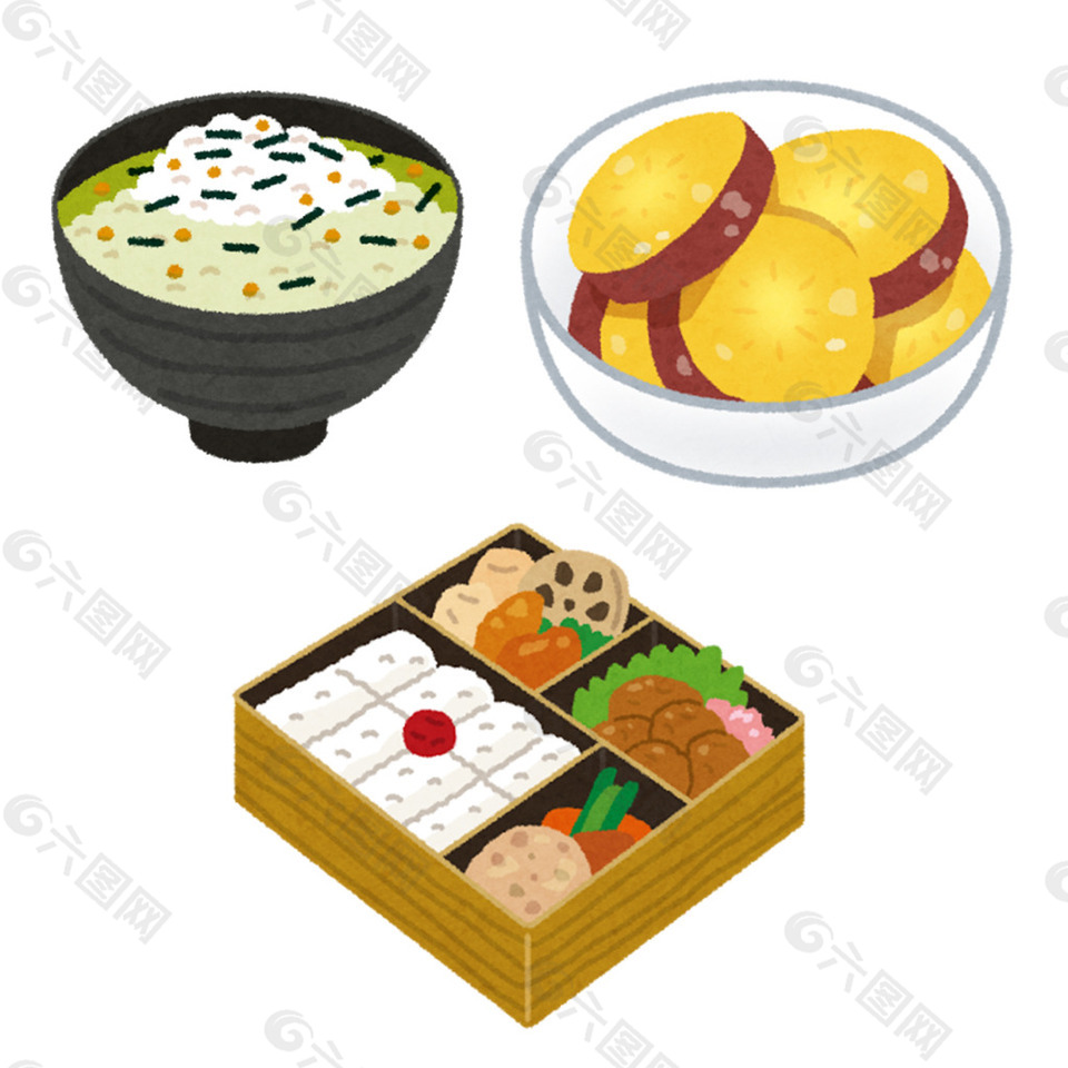 日本水彩手绘食物图标设计素材