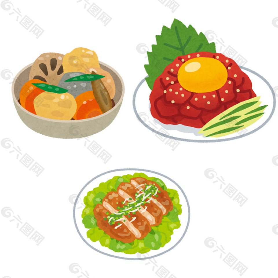 日本水彩手繪食物圖標(biāo)設(shè)計素材