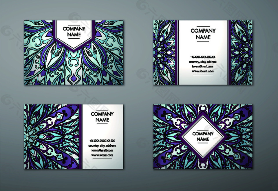 花朵花紋矢量精致卡片設計素材