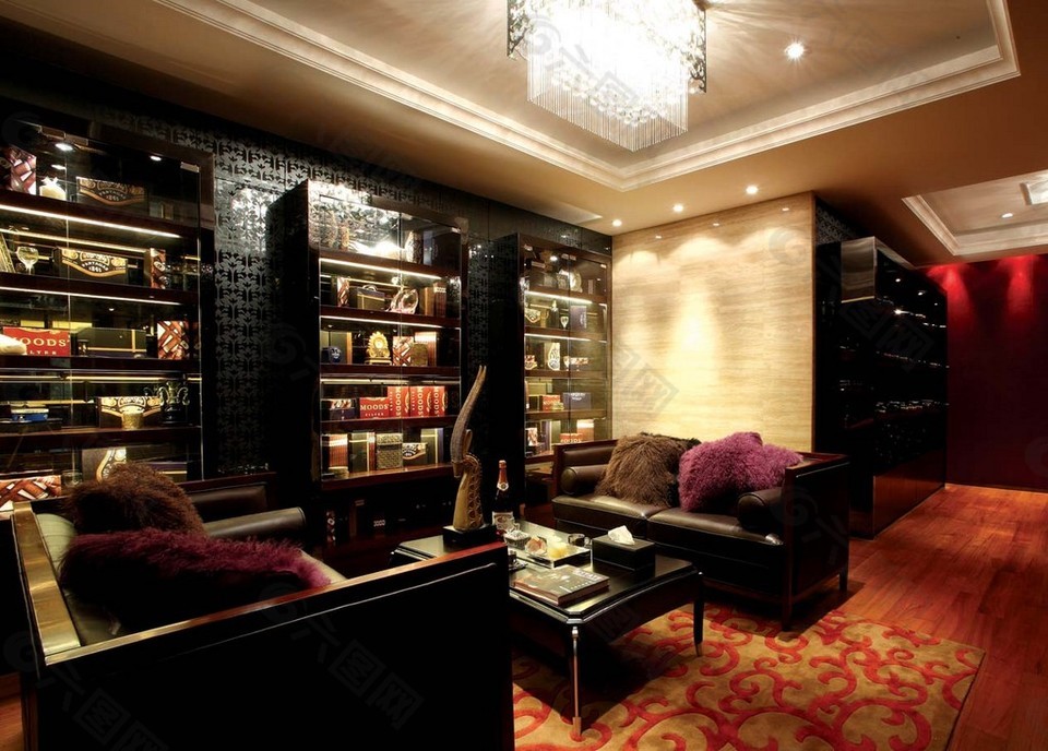 時尚書房沙發書柜設計圖