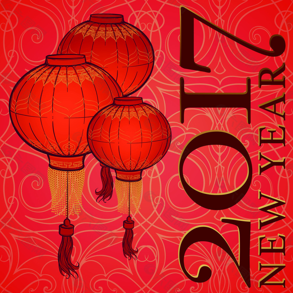 中国风鸡年新年矢量素材