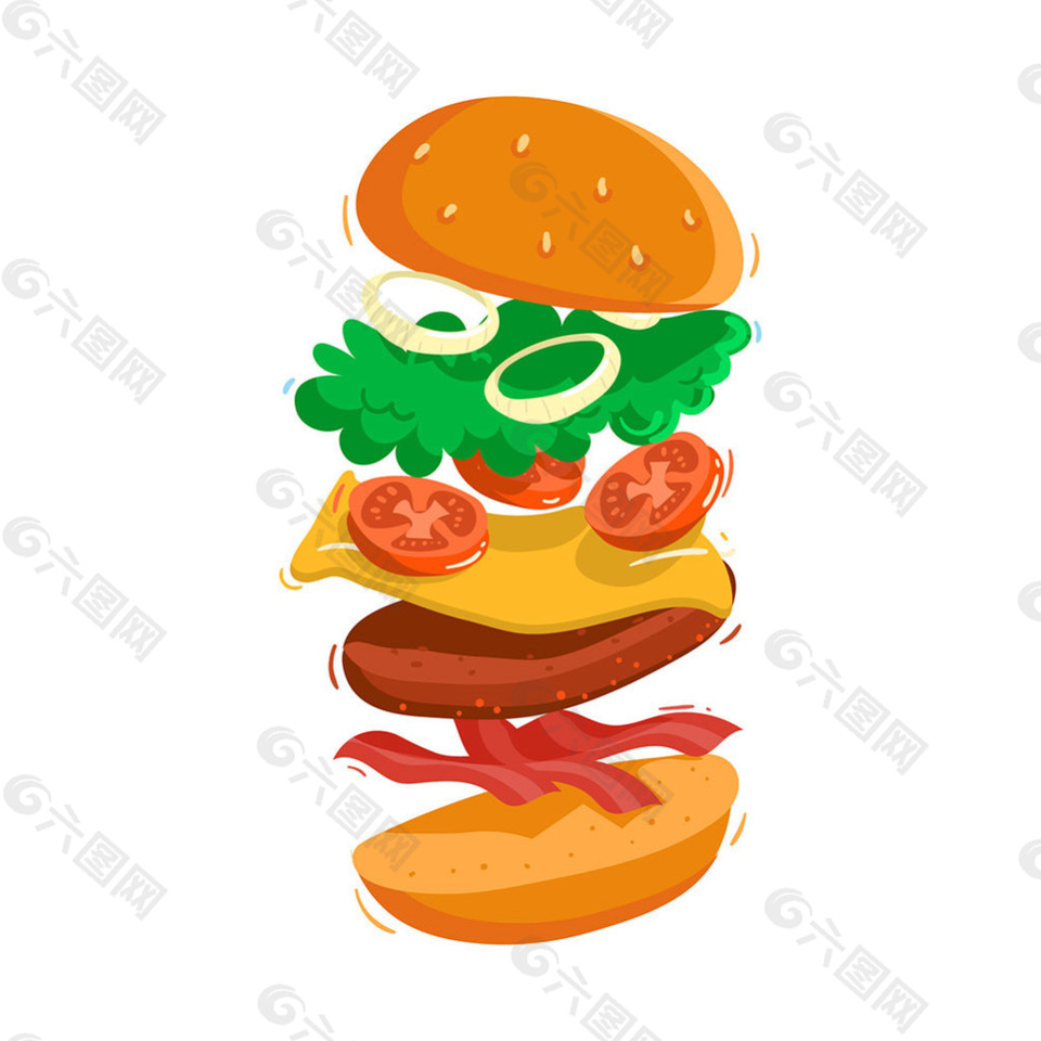 芝士漢堡與美味的食材插圖背景