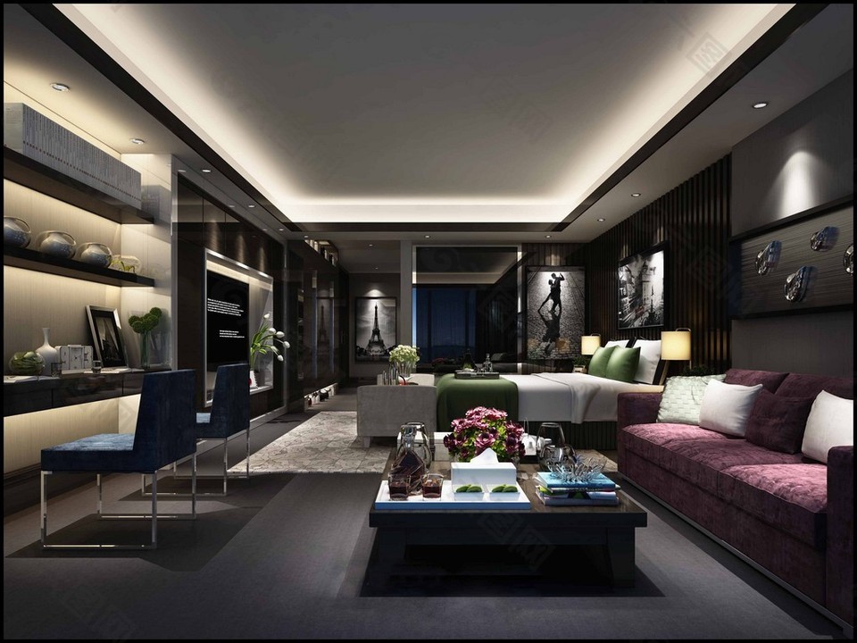 中式現(xiàn)代主臥裝修效果圖