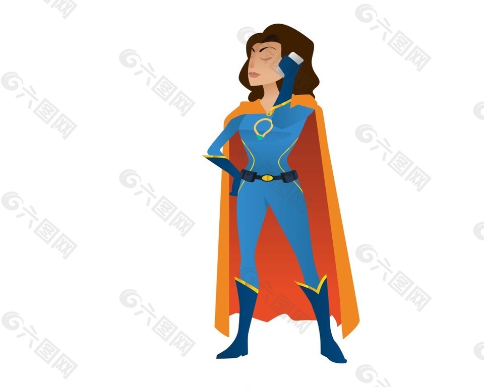 超人女孩卡通形象矢量素材