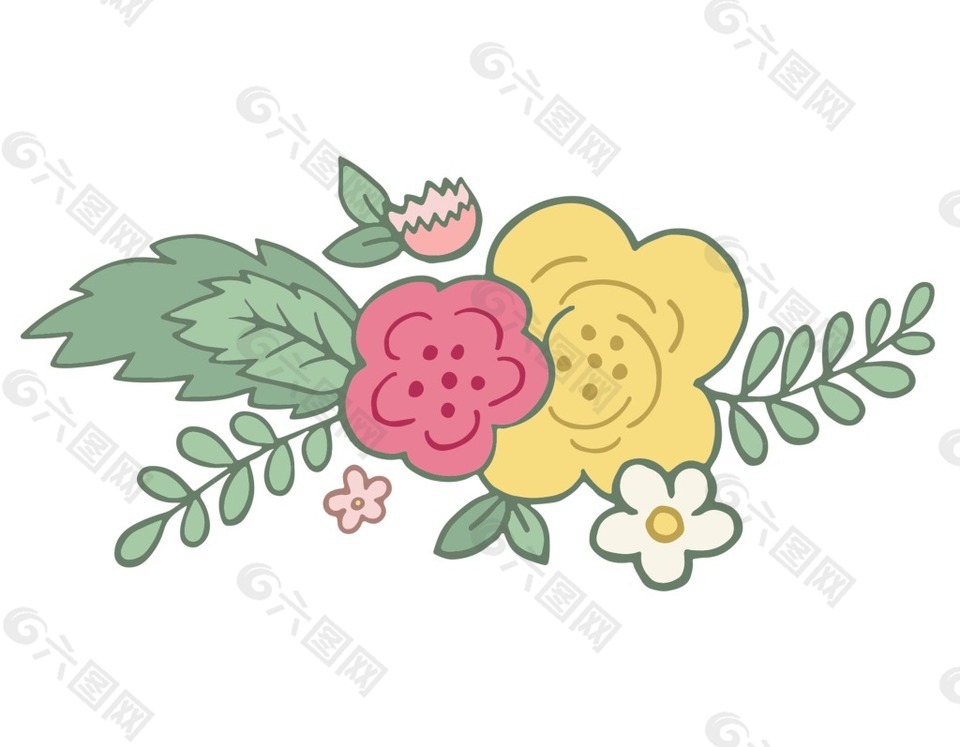 清新彩色花朵元素
