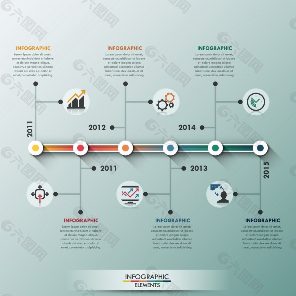 时间轴式商业信息图表设计图