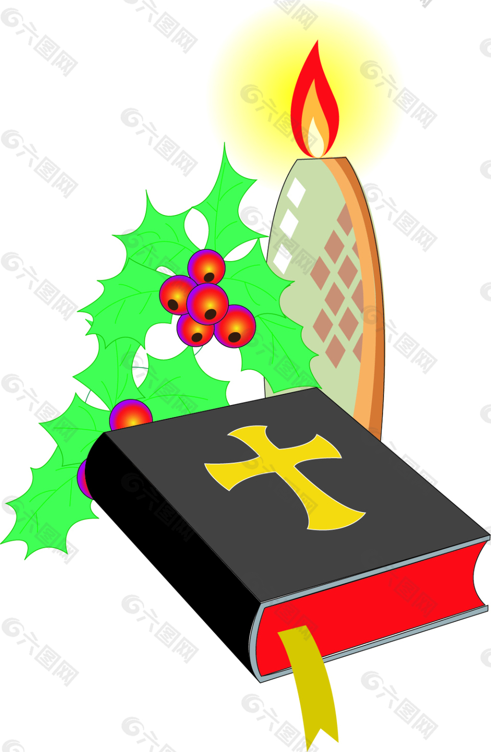 卡通圣誕節蠟燭素材設計