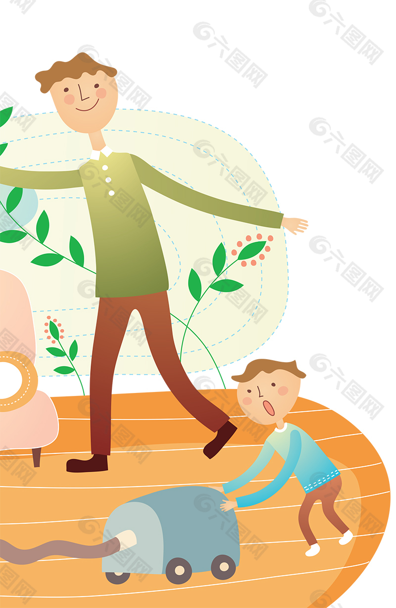 卡通家人拖地素材設(shè)計