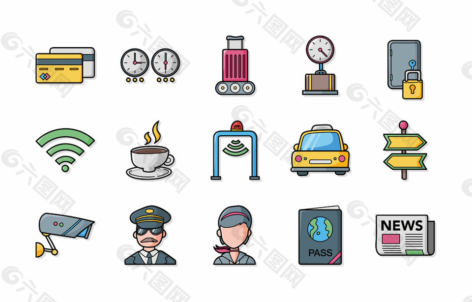 旅行安檢圖標圖片