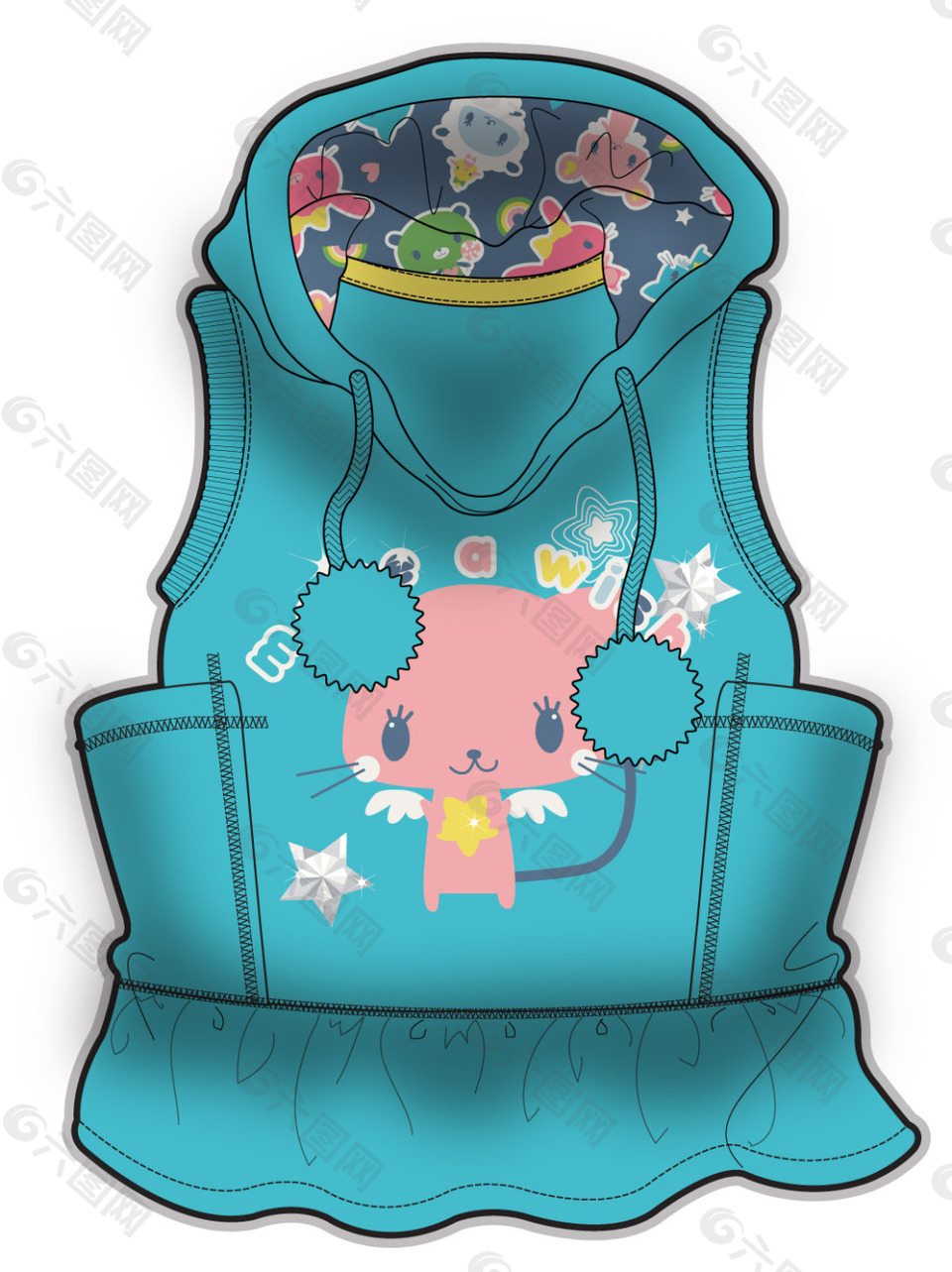 無袖上衣女寶寶服裝設計彩色原稿矢量素材