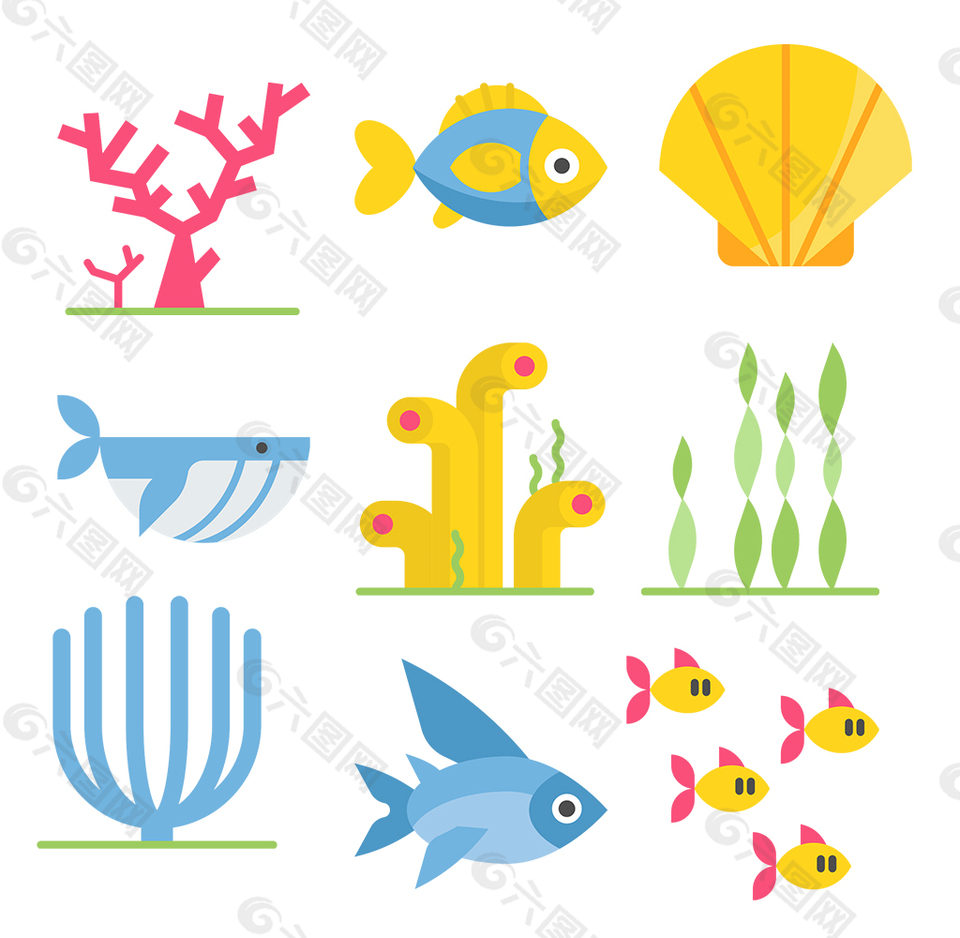 海洋生物圖標(biāo)ICON