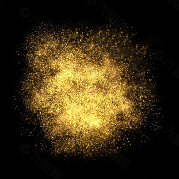 金色塵埃顆粒爆炸背景，閃爍著閃閃發(fā)光的抽象水花，閃耀著金色的爆裂效果。