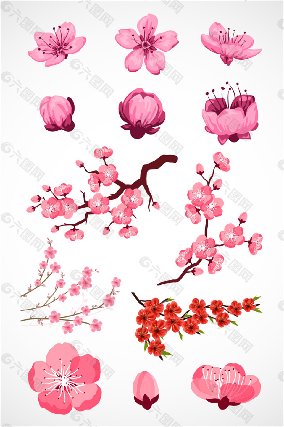 手繪粉色桃花