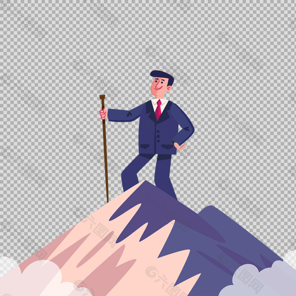 登山的商務(wù)男士免摳png透明圖層素材