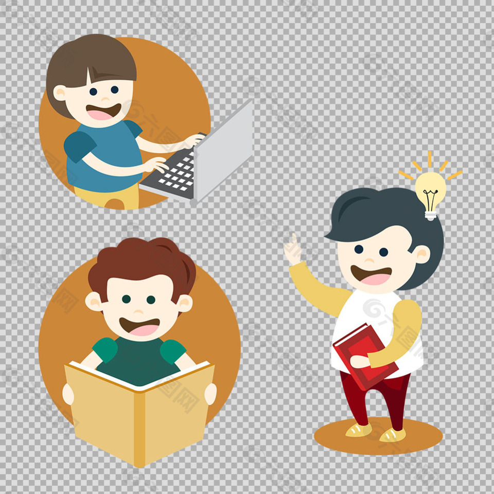 學(xué)習(xí)中的學(xué)生小孩免摳png透明圖層素材
