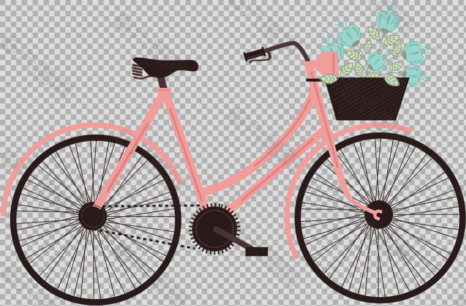 時尚粉紅單車插畫免摳png透明圖層素材