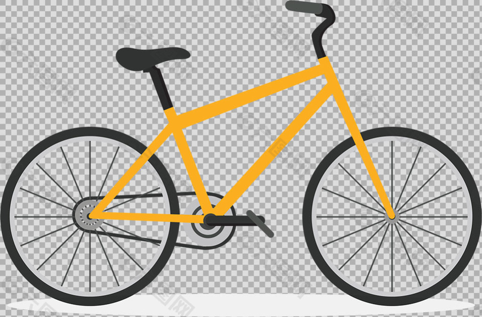 黃色單車自行車插畫免摳png透明圖層素材