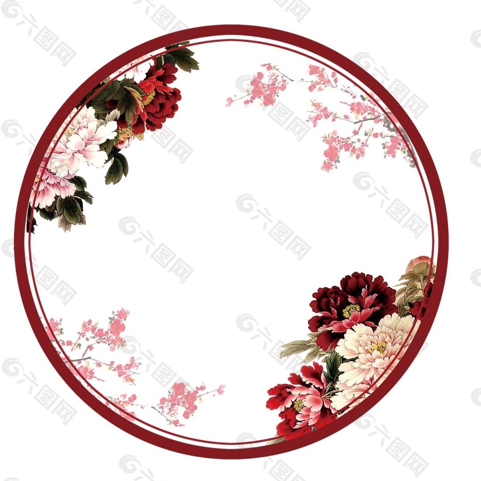 中國風(fēng)花朵邊框元素