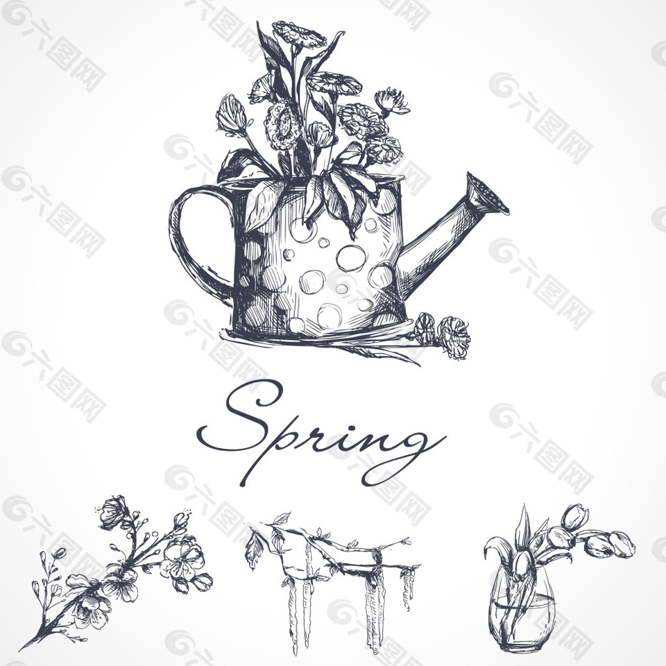 素描手绘花朵插画