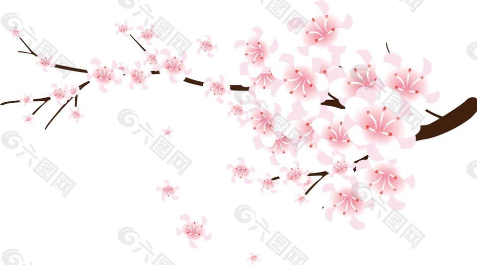 一枝桃花png元素