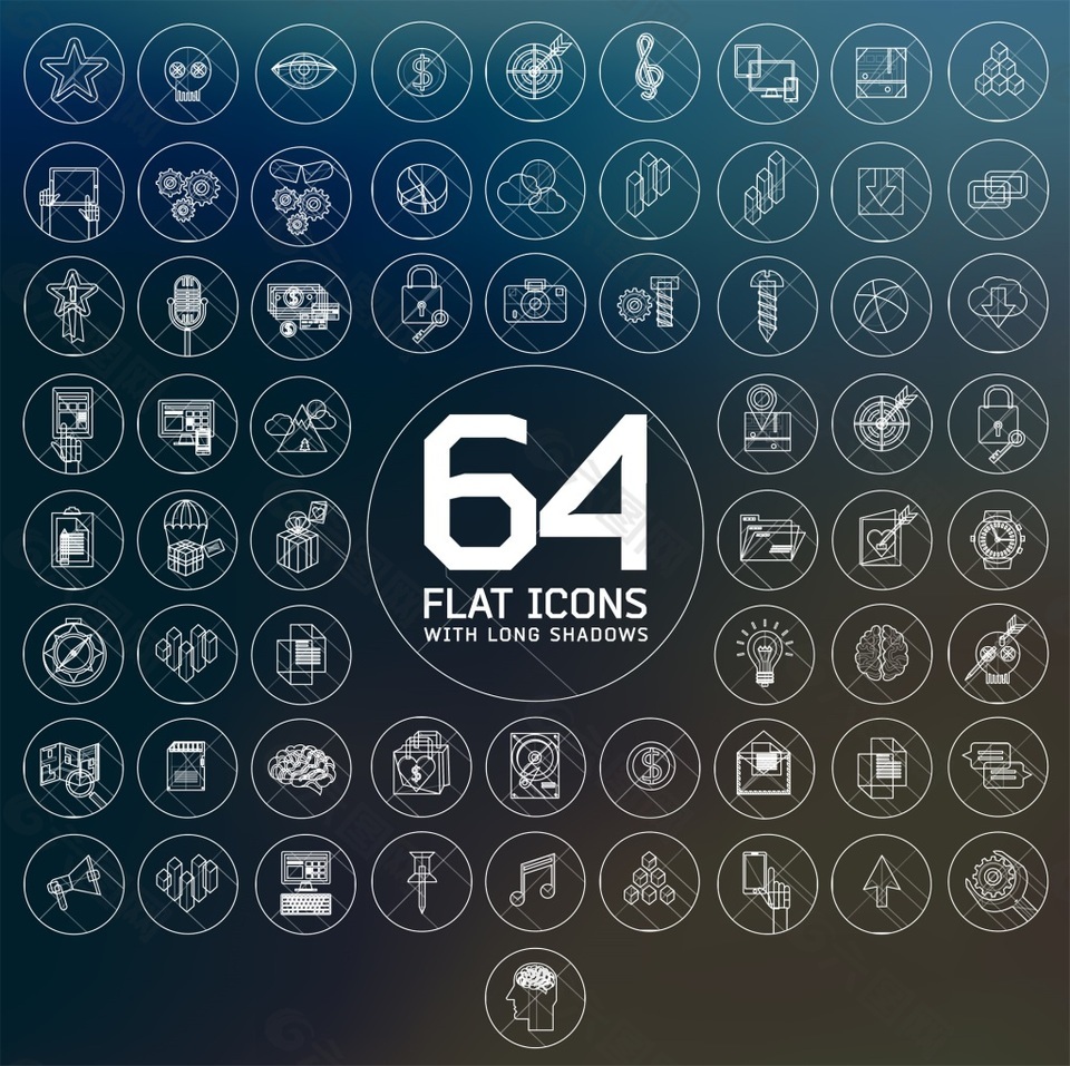 64個(gè)互聯(lián)網(wǎng)常用迷你圖標(biāo)矢量素材