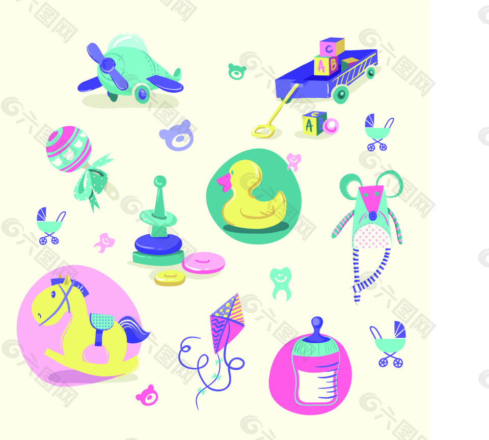 小木馬矢量卡通裝飾元素
