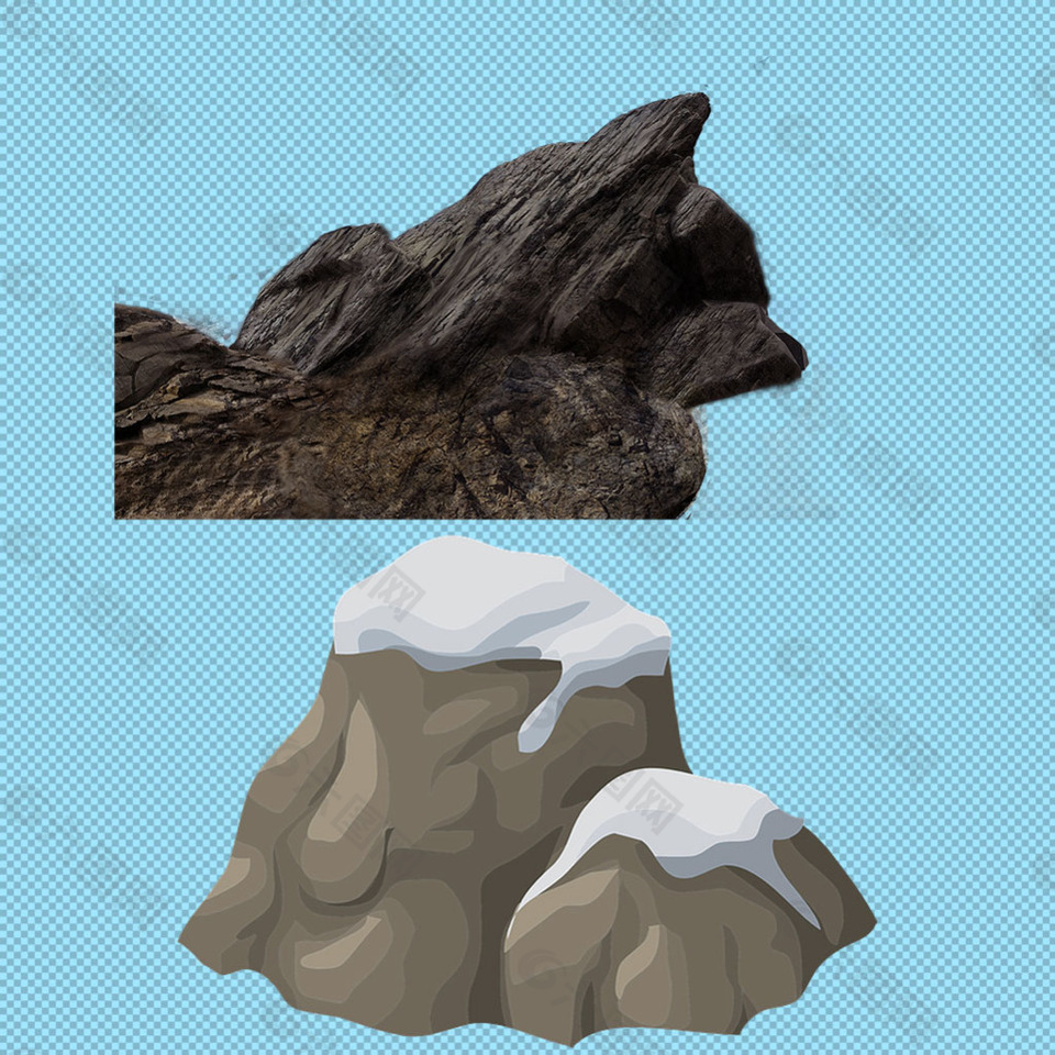 石頭山免摳png透明圖層素材