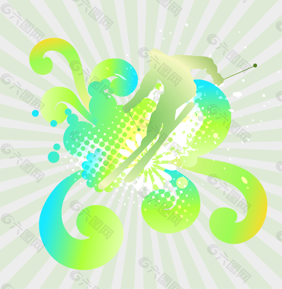 放射矢量花紋背景素材