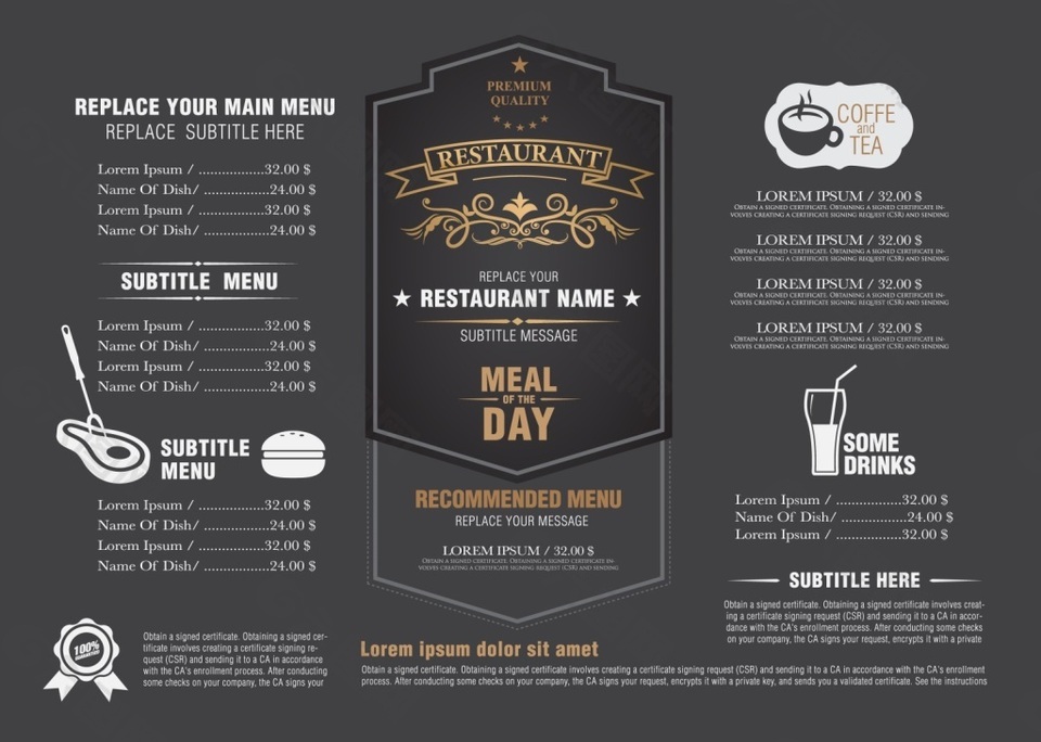 餐廳菜單設(shè)計(jì)矢量素材
