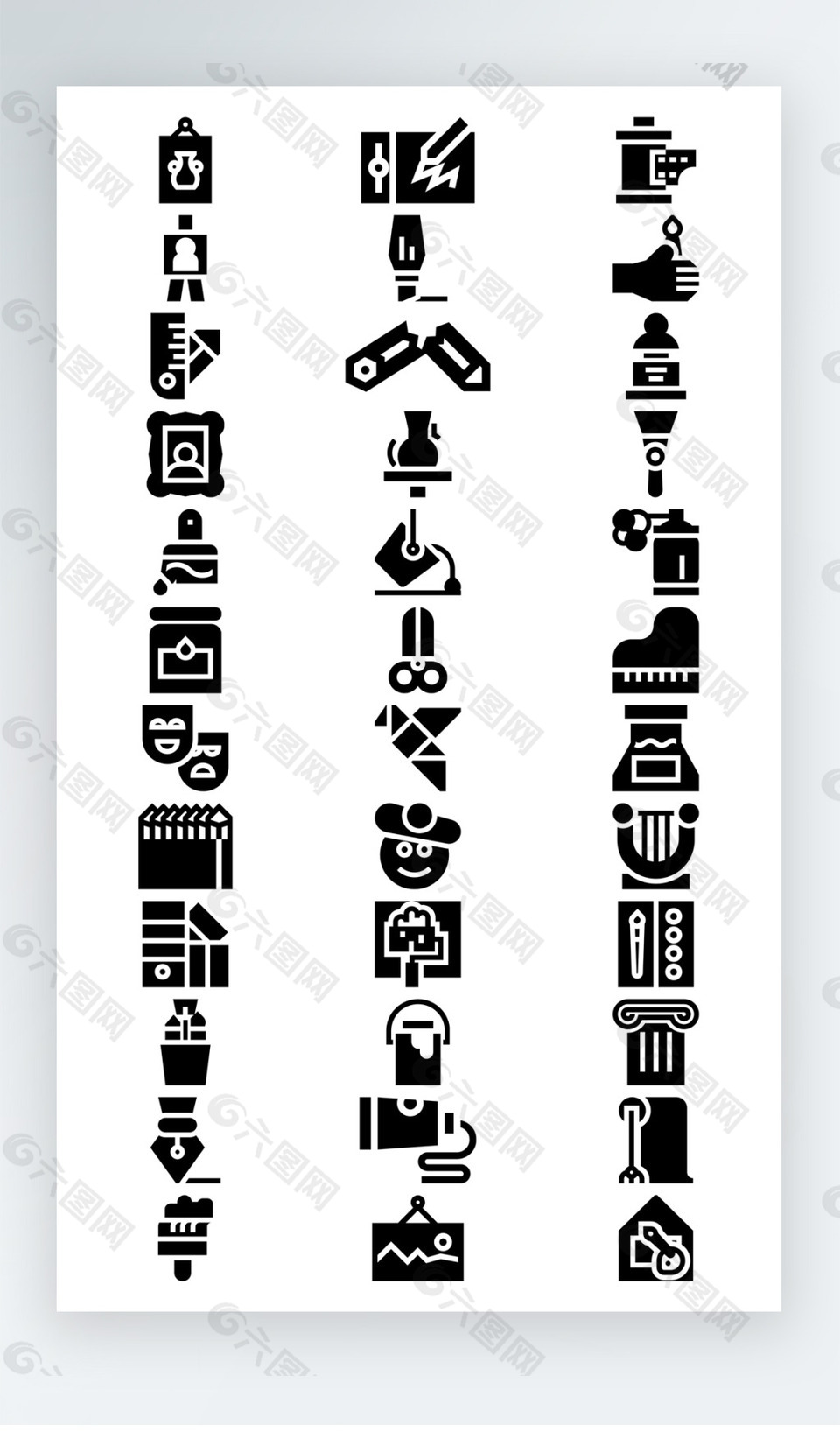 工地施工工具圖標(biāo)黑白線稿圖標(biāo)素材