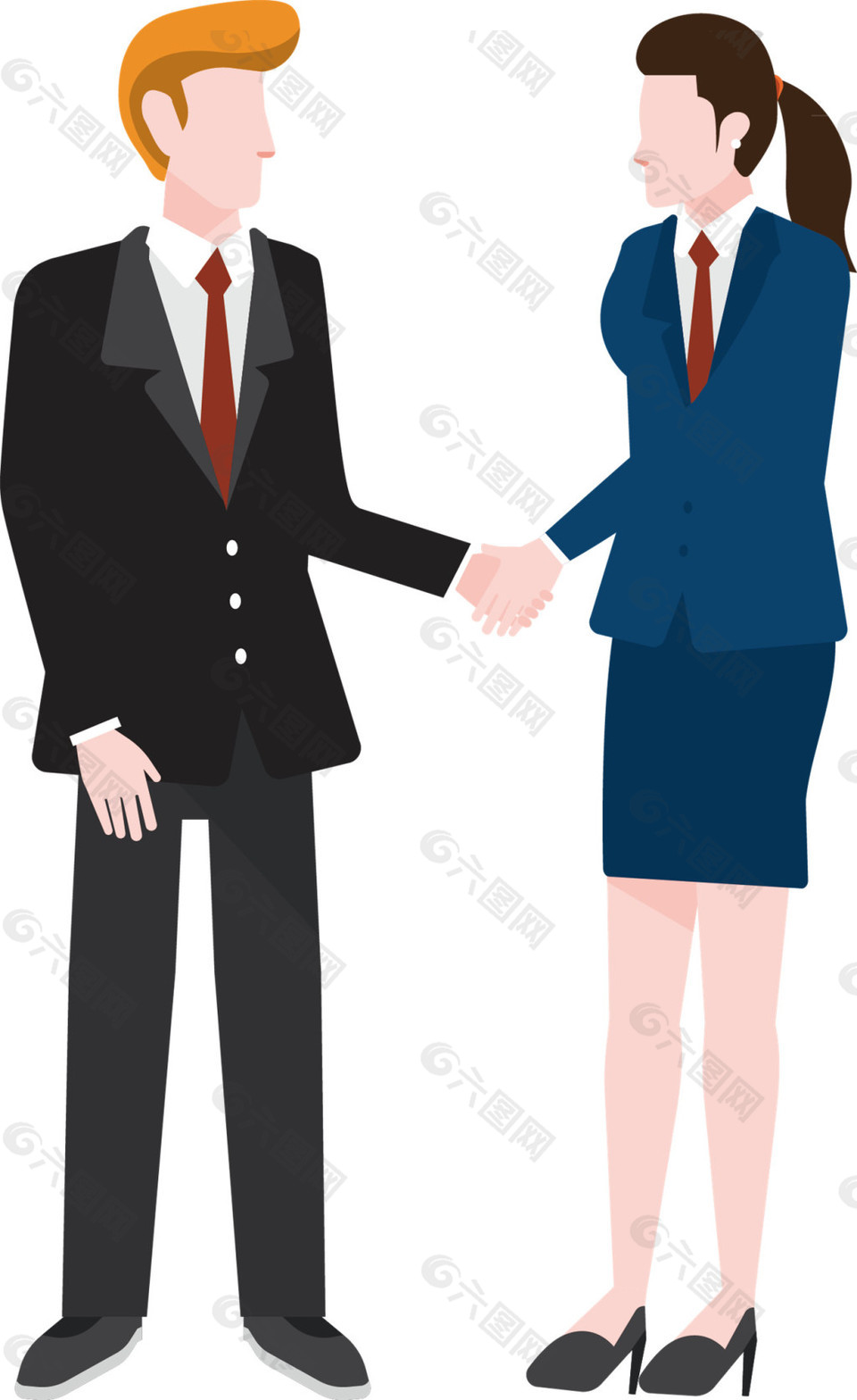 握手合作的商務(wù)男女