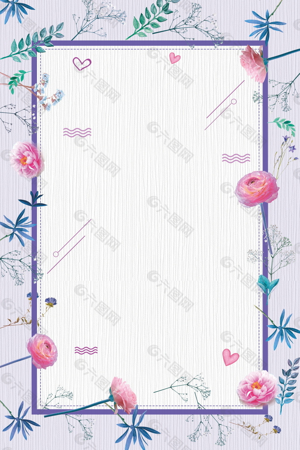 粉色花朵邊框背景圖