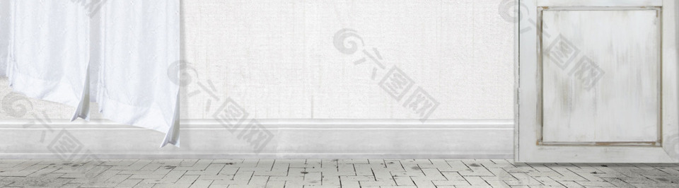 白色簡約家居banner背景