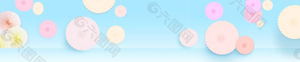 夏季藍色圓傘淘寶全屏banner背景