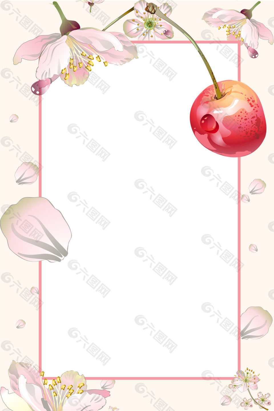 簡(jiǎn)約花瓣飄零櫻桃海報(bào)矢量背景圖