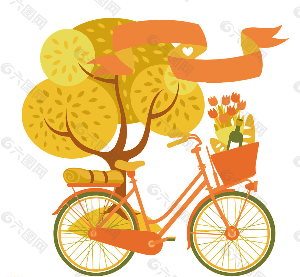 秋季自行車裝飾元素